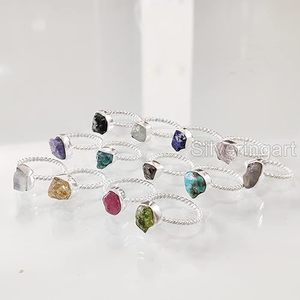 Rough <b>Stone</b> Jewelry Women's <b>Ring</b> Natural Moonstone Garnet Citrine Peridot Gemstone Statement Jewelry 925 Sterling <b>Silver</b> <b>Ring</b> - Product Image 2