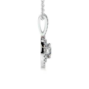 5.00MM Round Cut Moissanite Halo Pendant <b>Necklace</b> <b>for</b> <b>Women</b> Sterling <b>Silver</b> Rhodium Plated VVS Clarity Nickel Free Gift - Product Image 2