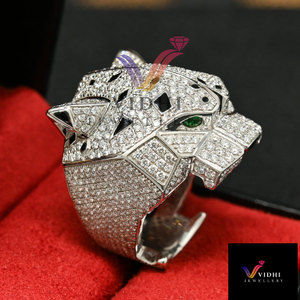 แหวนแต่งงาน/หมั้น ฮิปฮอป ลายเสือดาว สำหรับทุกเพศ ชุบทอง เงินแท้ 925 ได้รับการรับรองจาก IGI ปี 2024 ประดับเพชรเลี้ยงในห้องปฏิบัติการ 3 กะรัต - Product Image 4