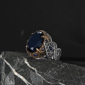 แหวนเงินแท้ 925 ผลิตในตุรกี สไตล์ออตโตมันดั้งเดิม ประดับด้วยพลอยธรรมชาติ เครื่องประดับอัญมณีคุณภาพสูง Azuris รุ่น VALKH1968 - Product Image 2