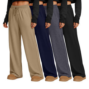 Pantalons de jogging pour femmes à taille haute, amples, décontractés, à jambes larges, avec cordon de serrage, élastiques, pantalons de sport - Product Image 3