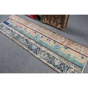 Alfombra turca vintage de 2.5x8.2 pies, alfombra azul de lana estilo suroeste. - Product Image 4