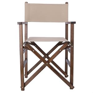 Silla de Director WELL HOME con Estructura de Nogal y Lona de Piedra, 51x46x86 cm, para Uso en Jardín - Product Image 1