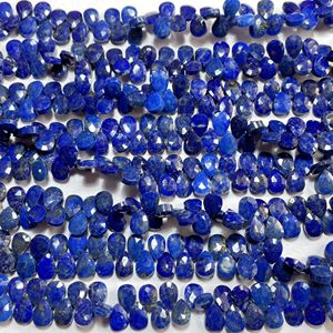 Cuentas de briolette con forma de pera facetada de Lapiz Lazuli, forma de almendra calibrada de 6x8MM, piedras preciosas naturales para hacer joyas - Product Image 4