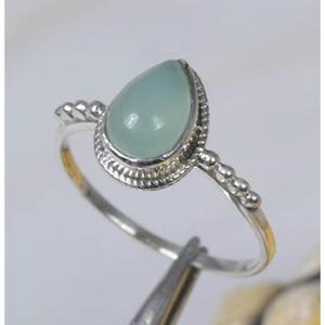 Bague de mode en argent sterling 925 pour femme avec pierre précieuse calcédoine naturelle bijoux fins pour mariages en vrac en gros - Product Image 2