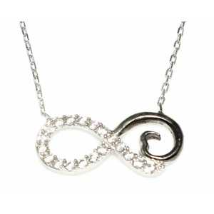 925 Sterling Silver <b>Infinity</b> Necklace White Stone Rhodium <b>Rose</b> Gold Plating Bezel Setting Trendy Style Zircon Diamond Pearl - Product Image 6