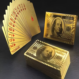 Jeux de cartes de poker de luxe personnalisables en plastique durable, plaqués or 24 carats, imperméables, avec feuille d'or 999,9 et finition brillante, avec logo personnalisé - Product Image 6