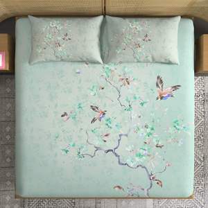 Super King Size 108 X 108 Inch Flat <b>Double</b> Bedsheet with 2 <b>Pillow</b> Covers Heavy Digital Print Combined with 3pcs Quilt Sets - Product Image 1