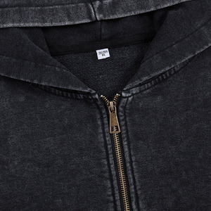 Sweat-shirt à capuche unisexe surdimensionné en molleton français lourd, délavé à l'acide, avec fermeture éclair, personnalisable, streetwear - Product Image 5