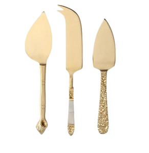 Couteau à fromage en métal au design unique, finition dorée, accessoires de cuisine pour la maison, qualité alimentaire, à prix raisonnable - Product Image 1