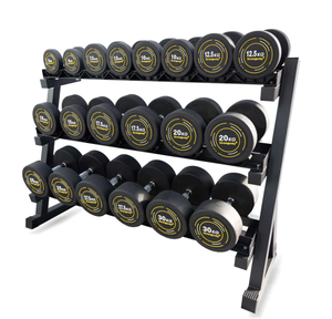 Nouvel arrivage : Ensemble d'haltères en caoutchouc de 60 kg avec support à 3 niveaux pour l'entraînement du corps et des bras - Product Image 3