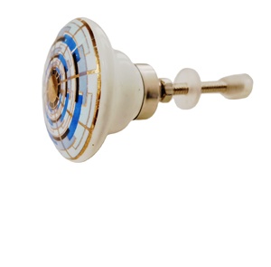 <b>Turquoise</b> Hexagon Moroccan Gold Blue Ceramic Knobs Industrial Metal Drawer Cabinet Handle Pulls for Kitchen Hotel Bathroom - Product Image 2