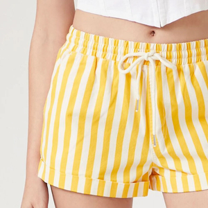 Pantalones cortos de rayas de secado rápido de la mejor calidad para mujer, cintura alta con cinturón, decoraciones de lazo de encaje, diseño transpirable, Color sólido, ¡personalizable! - Product Image 4