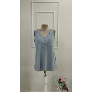 Blusa de viscosa con tirantes y botones frontales para mujer, 34946 - Gris - Product Image 4