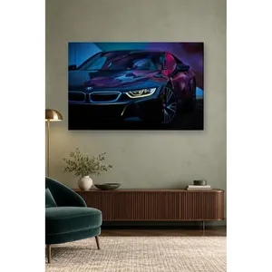 ภาพพิมพ์บนผืนผ้าใบ BMW i8 สีดำของฟิดา พร้อมภาพสะท้อนสีม่วง - Product Image 3