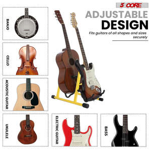 Support de guitare double à 5 cœurs en forme de A avec bras en mousse pour guitares acoustiques, électriques, basses, ukulélés et banjos - Product Image 2