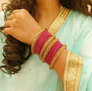 Conjunto de brazalete de terciopelo de cristal tribal de joyería India oxidada antigua Bohemia (18 piezas) - Product Image 4