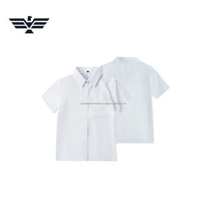 Ensemble uniforme scolaire unisexe pour enfants, couleurs personnalisables, chemise à manches courtes bleu clair, pantalon formel gris en coton, différentes tailles - Product Image 2