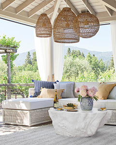 Venta superior hecho a mano algas marinas ratán rafia tejido pantalla diseño personalizado decoración del hogar sostenible para restaurante Hotel cubiertas de luz - Product Image 3