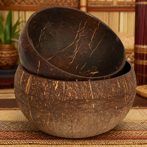 Bol en coque de noix de coco artisanal pour fruits secs, collations et décoration de table, écologique, accent de cuisine et de salon, en provenance d'Inde - Product Image 1