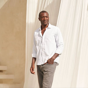 Camisa de Esmoquin BEAM para Hombre, Cuello en V, Manga Larga, Botones Cubiertos, 40% Algodón, 60% Poliéster, Tejido Transpirable, Formal de Verano - Product Image 4