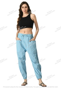 กางเกงวิ่งผ้าไหมผ้าใบเป็นมิตรกับสิ่งแวดล้อมของผู้หญิงสบายทรงถุงโลโก้ทรงตรงสไตล์ฮาเร็มระบายอากาศได้ดี - Product Image 4