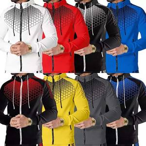 เซ็ตกางเกงวิ่ง2ชิ้นมีซิปมีฮู้ดสำหรับผู้ชายชุดกีฬาลำลองปรับแต่งได้แบบ2025 - Product Image 3