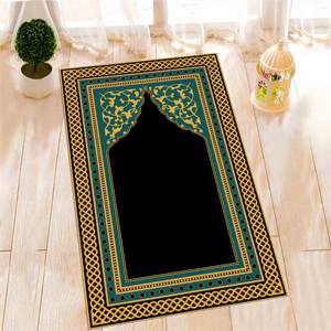 พรมพิมพ์ลายดีไซน์คลาสสิก: พรมละหมาดมุสลิมแบบกันลื่น ดีไซน์หรูหรา พร้อมพรมขนนุ่ม - Product Image 4
