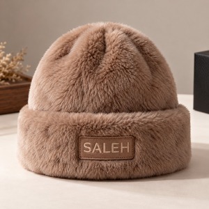 Bonnet d'hiver épais et chaud en peluche, bonnet en tricot duveteux avec large revers plié pour adulte, usage quotidien, vente en gros, fourniture personnalisée, exportation - Product Image 4