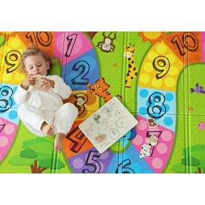 Alfombra de Juego plegable para bebés de un solo lado, 130x80x1cm, espuma XPE no tóxica, resistente al agua, diseño ligero, número colorido, camino colorido - Product Image 3