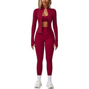 Ensemble de yoga 3 pièces sans couture le plus vendu pour femmes : Leggings, Crop Top et Soutien-gorge de sport – Idéal pour le fitness, la gym, le Pilates et l'entraînement - Product Image 1