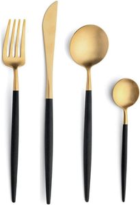 Juego de cubiertos de acero inoxidable de oro rosa, vajilla de comida occidental de lujo, incluye tenedor, cucharilla, cuchillo para bodas y uso en hoteles - Product Image 4