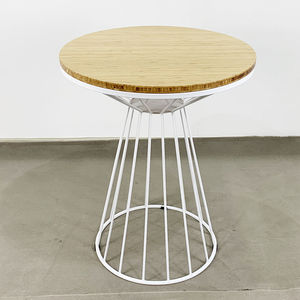 Mesa de Centro Redonda de Madera Resistente de 60 cm con Diseño Minimalista y Base en Forma de C para Muebles de Sala de Estar - Product Image 2