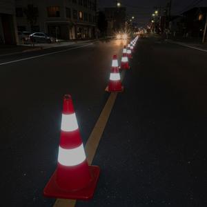 Cône de signalisation écologique 75 cm, blanc réfléchissant, barrière de sécurité routière, matériau PU léger pour la sécurité routière et la circulation - Product Image 2
