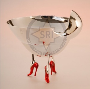 Bol en métal doré rond de luxe moderne en acier inoxydable de grande taille pour salade fruits chocolat ou sucre - Product Image 1