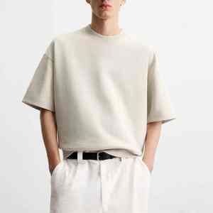 Camiseta de Algodón Blanca de Alta Calidad para Hombre, Estilo Urbano, Cuello Redondo, Personalizable con Logotipo, Tejido Grueso - Product Image 6