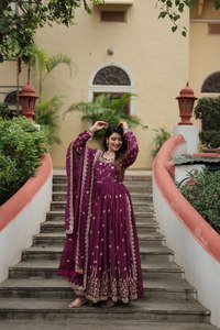 Vestido DE TRABAJO elegante de diseñador para mujer Dupatta Long, Georgette con bordado trabajo Boda Anarkali Salwar Girls - Product Image 3