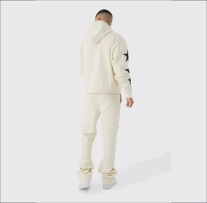 ชุดเซ็ตฮู้ดดี้และกางเกงจ็อกเกอร์ผ้าฝรั่งเศสเทอร์รี่พิมพ์ลาย ขอบดิบ คุณภาพสูง ผลิตตามสั่ง ผ้าฝ้าย 100% สไตล์ลำลอง สตรีทแวร์ ชุดลำลองสำหรับฤดูหนาว ชุดคลุมท้อง - Product Image 5