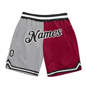 Industrie Direct Engro ropa deportiva pantalones cortos de baloncesto personalizado gris negro-granate auténtico retroceso Split pantalones cortos de baloncesto de moda - Product Image 1