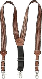 Wholesale New Vintage leather <b>suspenders</b> with metal hardware, designed to match business outfits or casual weekend looks. - Product Image 2