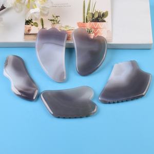 Herramienta Facial de Ágata Gris Natural con Logotipo Personalizado, Producto Nuevo, Piedra de Guasha de Ágata Gris con Borde Irregular, Empaque en Caja, Rodillo de Jade - Product Image 2