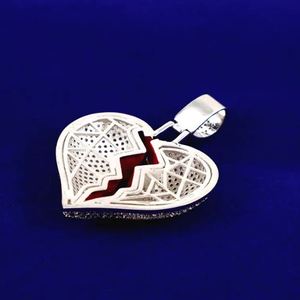 Colgante de corazón roto de diamante CZ Iced Out, colgante de Corazón Roto Micro Pave, colgante de corazón roto de Hip Hop, regalo de joyería para ella/él - Product Image 4