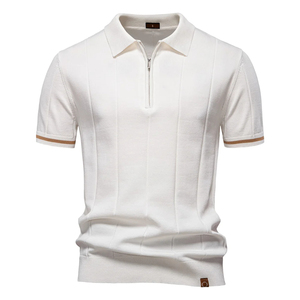 AIOPESON Polo deportivo con cremallera de Color sólido para hombre, Polo social atlético para hombre, Polo ajustado de oficina - Product Image 4
