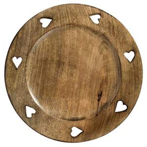 Assiette de service en bois de manguier faite à la main avec découpes en forme de cœur Vaisselle de luxe moderne Plateau de service 100 pièces Décoration de mariage Décoration de la maison - Product Image 1