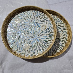 High Quality Lacquered Rattan <b>Serving</b> <b>Tray</b> Decorative Wood MDF Acrylic Pearl Bamboo Marble <b>Plastic</b> Food <b>Tray</b> Made in Vietnam - Product Image 1