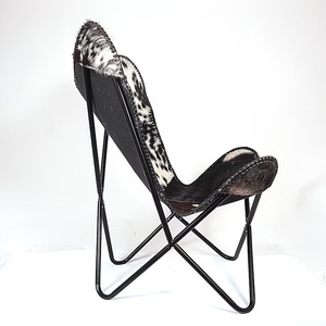 Foldable Cowhide Leather Butterfly <b>Chair</b> for Home Office <b>Garden</b> Bedroom Outdoor Use-Rustic Style Leisure <b>Chair</b> - Product Image 3