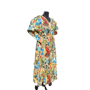 Kaftan Algodón Mujeres Handblock Floral Impreso Robe Sleepwear Maxi Dress - Product Image 2