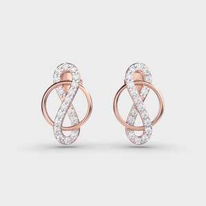 9K Yellow / White / Rose Gold Diamond <b>Infinity</b> Stud <b>Earrings</b> for Women | Luxury Floral Design | OEM/ODM Jewelry Manufacturer - Product Image 6