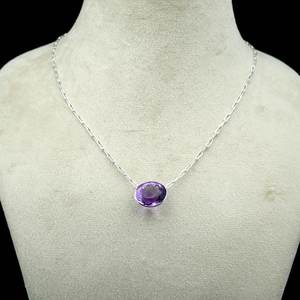 Collar de amatista de moda de Plata de Ley 925, regalo de boda de piedras preciosas moradas para su NL0078-GS - Product Image 4