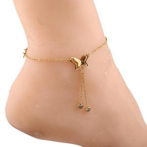 Wholesale Summer Fashion Minimalist Women's Titanium Steel <b>Anklets</b> with Zircon and Butterfly Design - Product Image 3